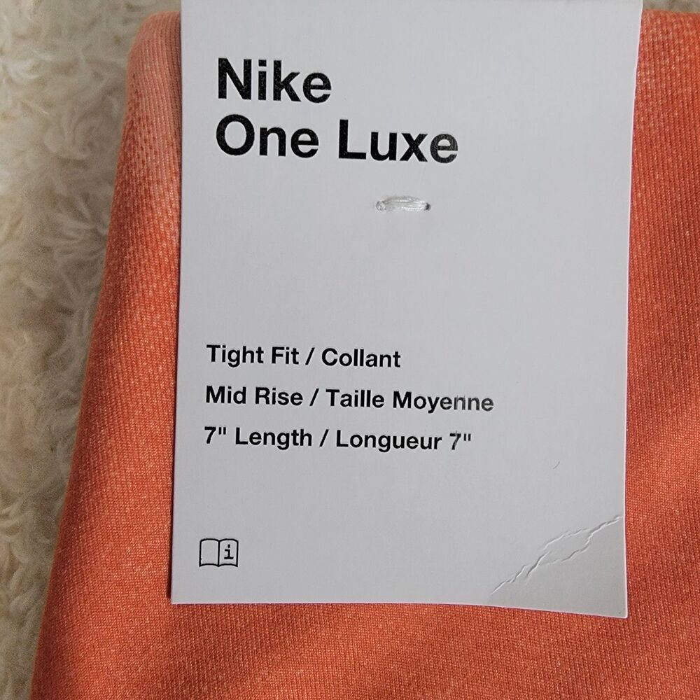 NWT‎ Nike One Luxe Tight Fit Mid Rise Bike Training Shorts 7" Orange  Ombre Sz M - Picture 3 of 14